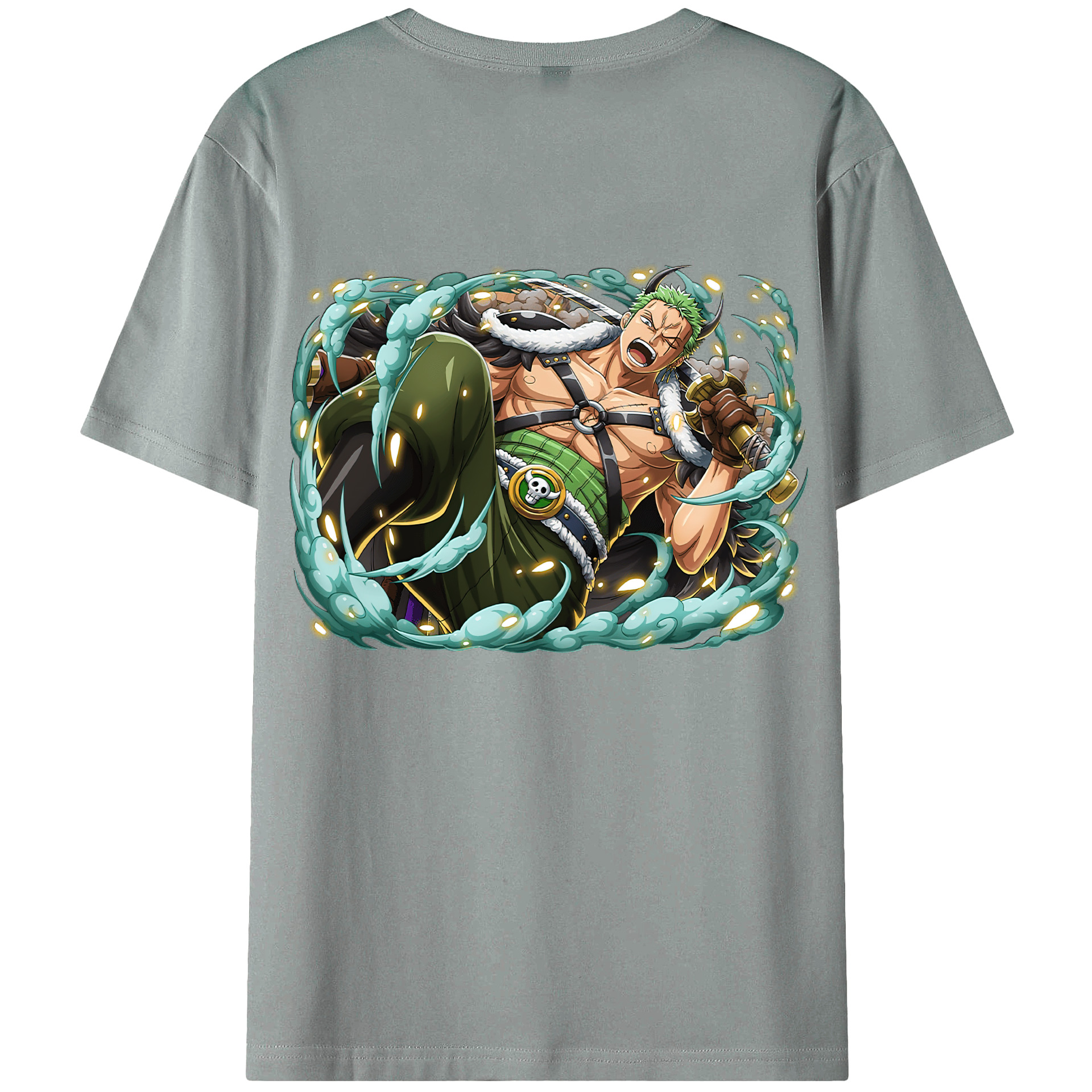 ワンピース ロロノア・ゾロ ONE PIECE Roronoa Zoro 綿100％ メンズ半袖Tシャツ（バックプリント） 通気性
